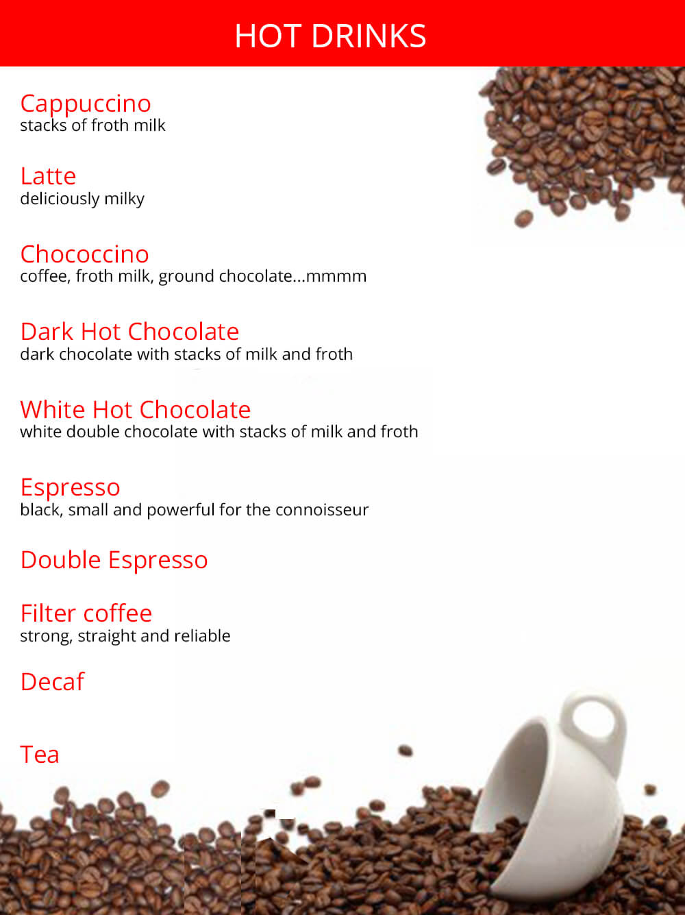 Caffe Coffee cart Menu_Hot beverages